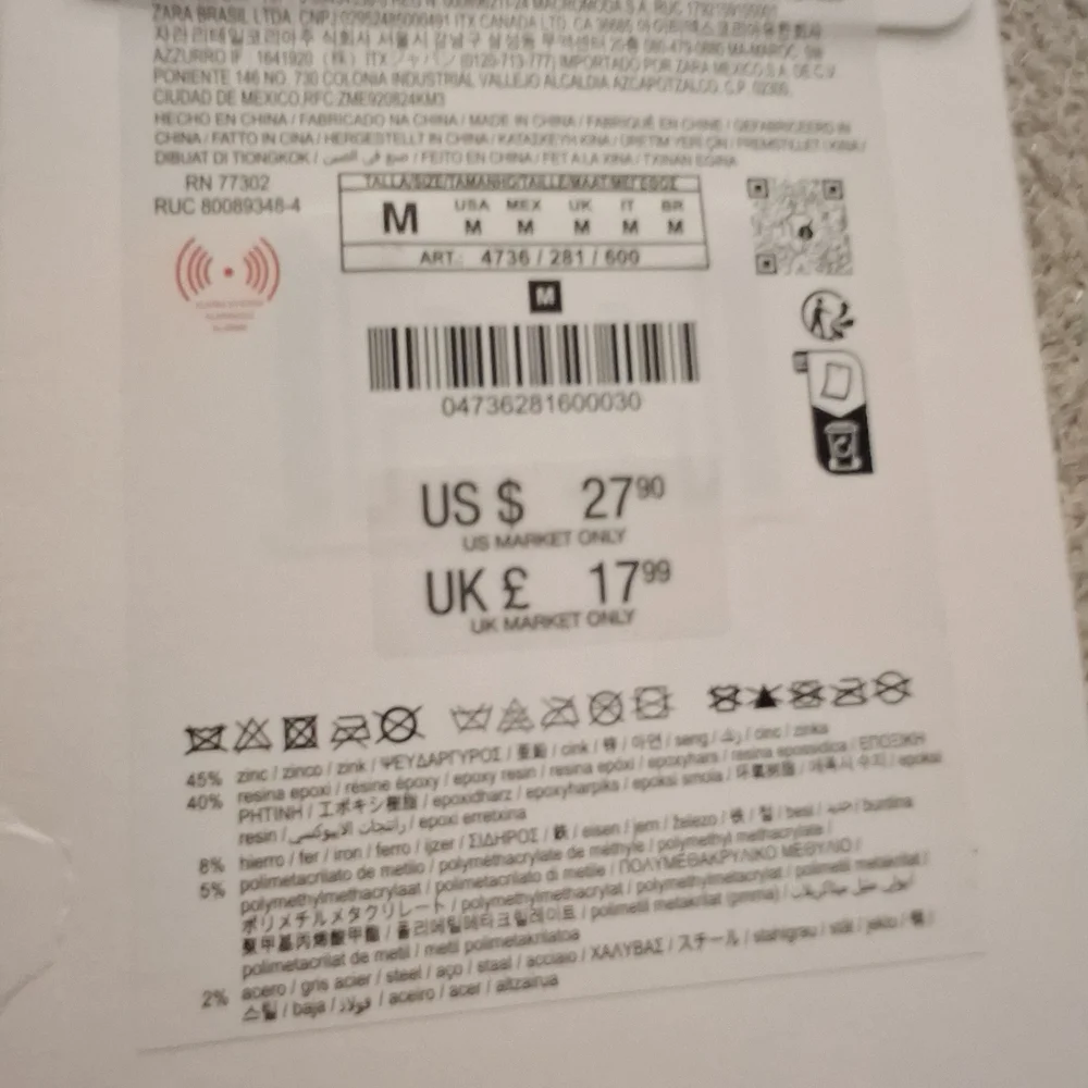 Zara Red Resin Stone Metal Drop Earrings - Picture 2 of 2